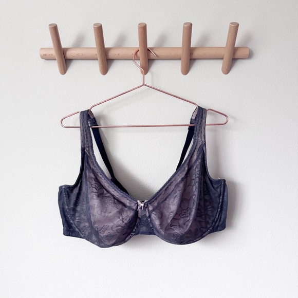 Cacique Other - Cacique Gray Lace Underwire Full Coverage Bra